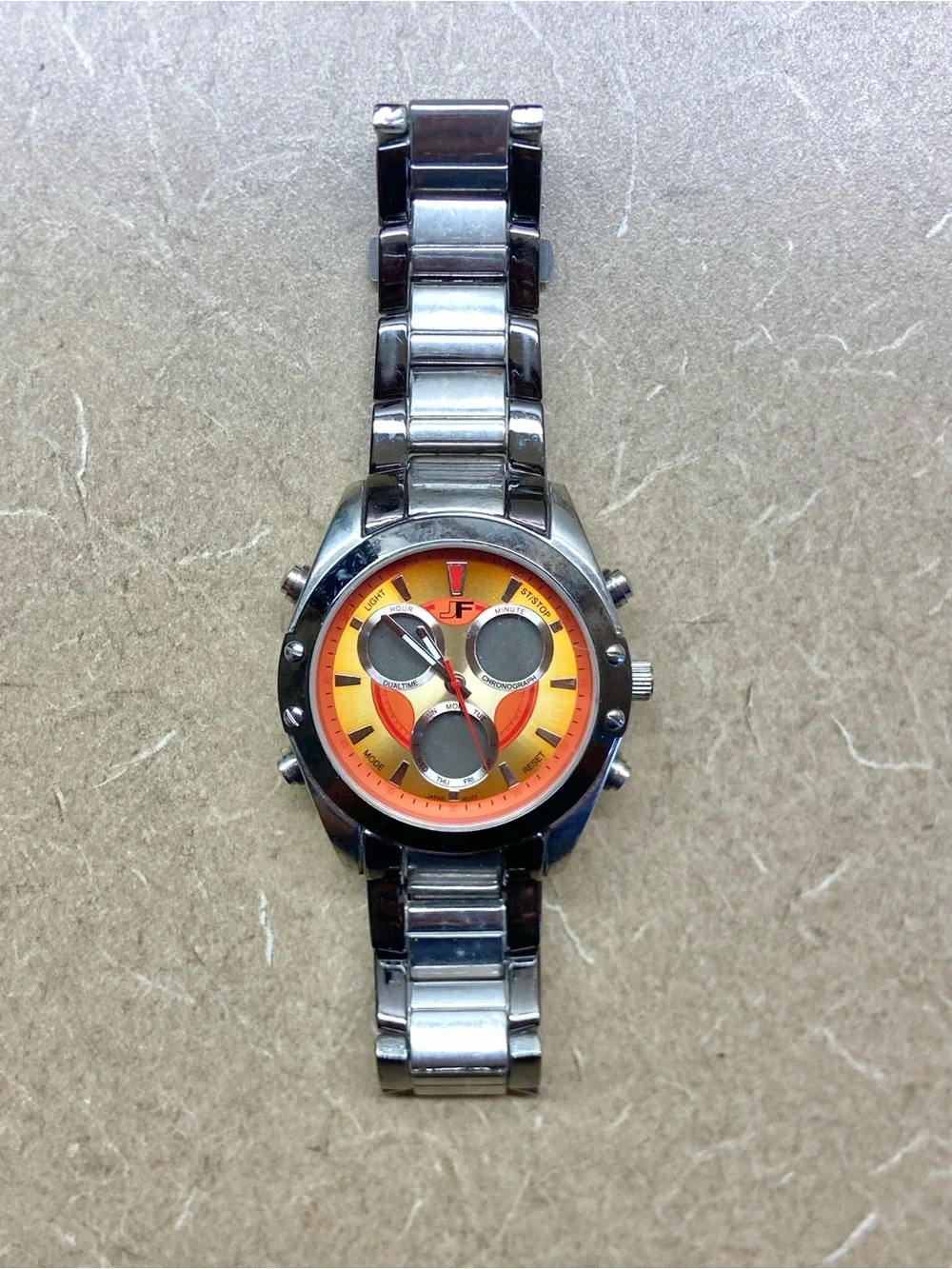 JF Orange Dial Stainless Steel Watch